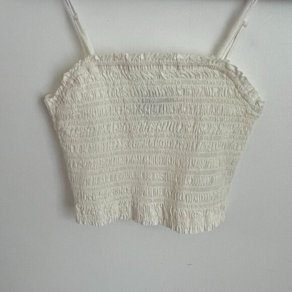 GAP Cropped Smocked Tank White (L) - Picture 1 of 3